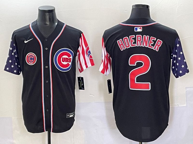 Men 2025 Chicago Cubs 2 Hoerner Black a generation of national flags Joint Name Nike MLB Jersey style 7
